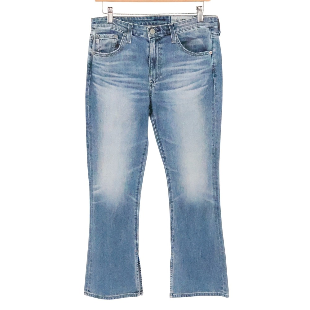 AG Adriano Goldschmied Jodi Crop Flare Jeans Womens Size 29 Blue Slit Light Wash